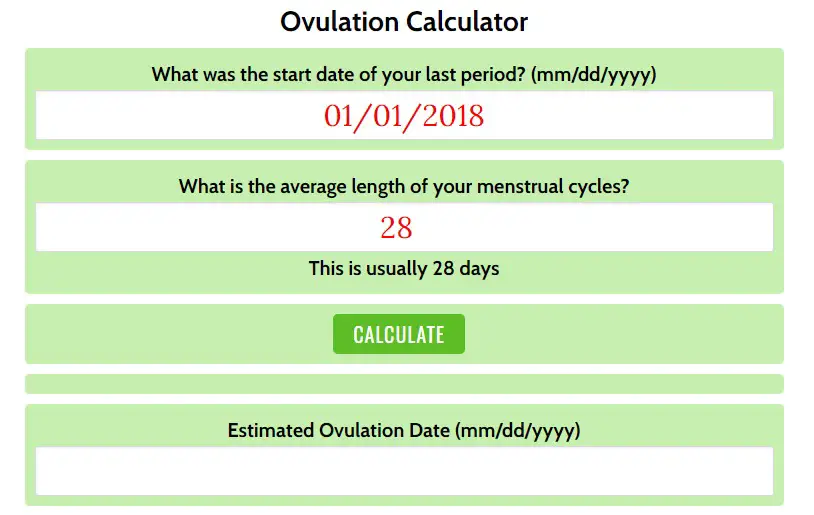 Free Ovulation Calculator Ovulation Calendar Gestation Periods